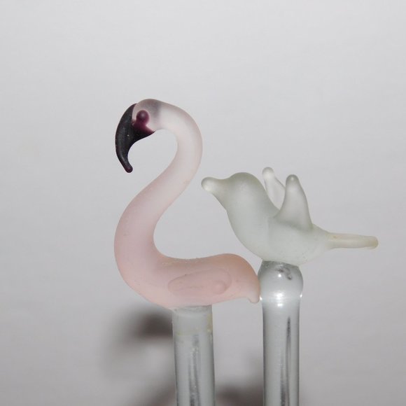 Set 4 Glass Animal Stir Swizzle Stix - Picture 3 of 4